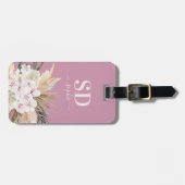 Étiquette À Bagage Pampas herbe, orchidée, feuillage tropical texte (Devant horizontal)