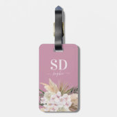 Étiquette À Bagage Pampas herbe, orchidée, feuillage tropical texte (Dos Vertical)