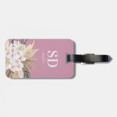 Étiquette À Bagage Pampas herbe, orchidée, feuillage tropical texte (Dos horizontal)