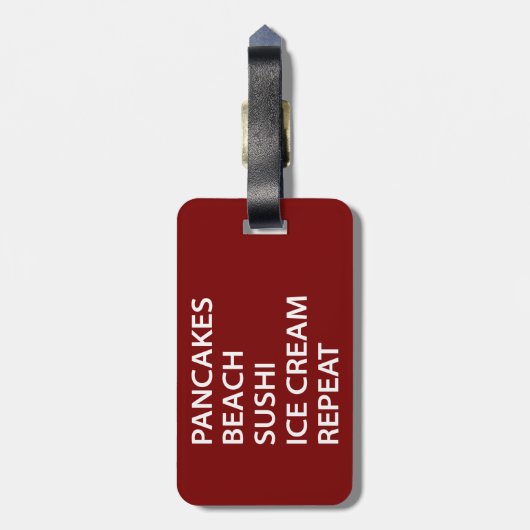 Étiquette À Bagage Pancakes Beach Sushi Ice Cream Repeat (Dos Vertical)