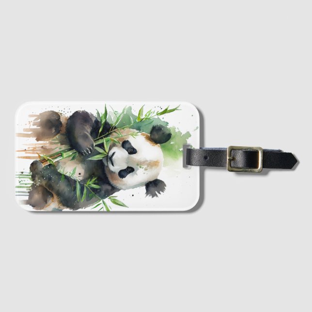 Étiquette À Bagage panda - bambou (Devant Horizontal)