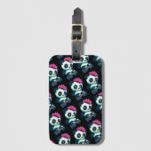 Étiquette À Bagage Panda bébé mignonne avec mohawk | Panda de patinag (Devant Vertical)