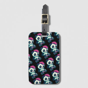 Étiquette À Bagage Panda bébé mignonne avec mohawk   Panda de patinag