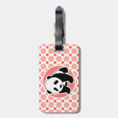 Étiquette À Bagage Panda bébé mignonne; Pois rose et corail (Dos Vertical)