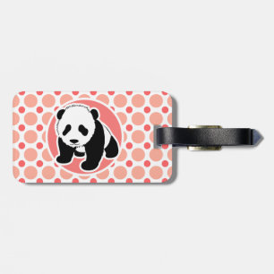 Étiquette À Bagage Panda bébé mignonne; Pois rose et corail