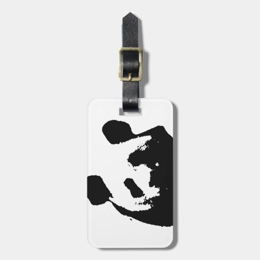Étiquette À Bagage Panda d'art noir blanc (Devant Vertical)
