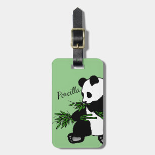 Étiquette À Bagage Panda Géant Mange Bambou Nom