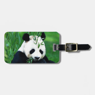 Étiquette À Bagage Panda Manger Feuilles