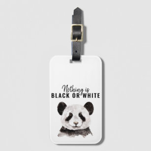 Étiquette À Bagage Panda Noir Et Blanc Moderne Et Amusant Avec Citati