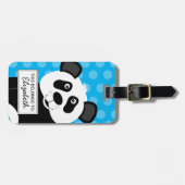 Étiquette À Bagage Panda Ours Bleu Enfants Mignonne Animal (Devant horizontal)