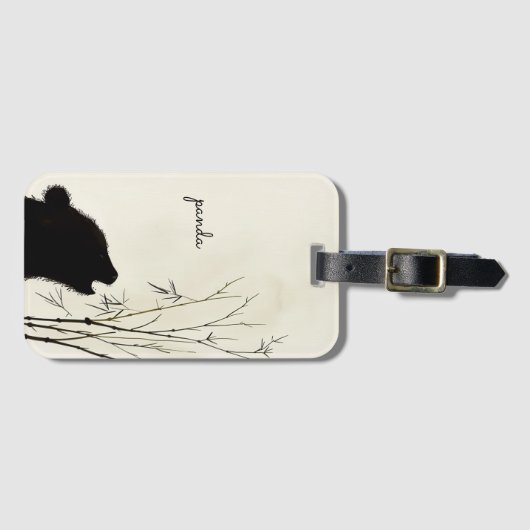 Étiquette À Bagage Panda Silhouette (Devant Horizontal)