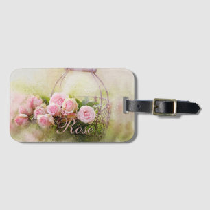 Étiquette À Bagage Panier de Rose
