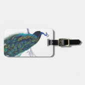 Étiquette À Bagage Paon bleu avec de belles plumes de queue (Devant horizontal)