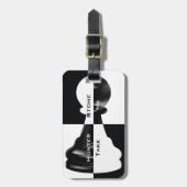 Étiquette À Bagage Paon d'échecs noir et blanc (Devant Vertical)