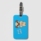 Étiquette À Bagage PAPA PUG - Bleu ciel (Devant Vertical)