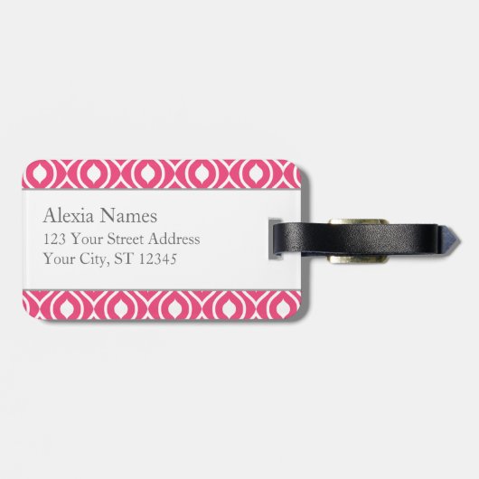 Étiquette À Bagage Papier à graisse rose et gris vert d'Apple (Dos horizontal)