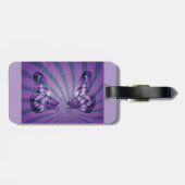 Étiquette À Bagage Papillon Abstrait pourpre avec ailes rayonnantes (Dos horizontal)