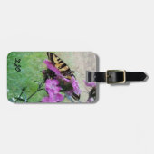 Étiquette À Bagage Papillon aux fleurs violettes. Personnalisable  (Devant horizontal)