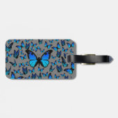 Étiquette À Bagage papillon bleu (Dos horizontal)