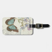 Étiquette À Bagage Papillon bleu et Brown (Devant horizontal)