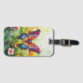 Étiquette À Bagage Papillon Bleu Orange ailes (Devant Horizontal)