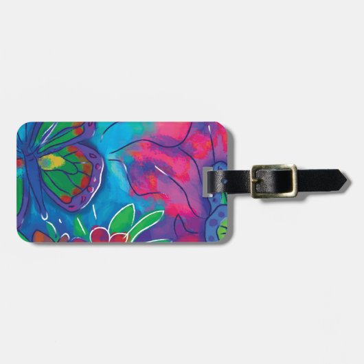 Étiquette À Bagage Papillon coloré (Devant horizontal)