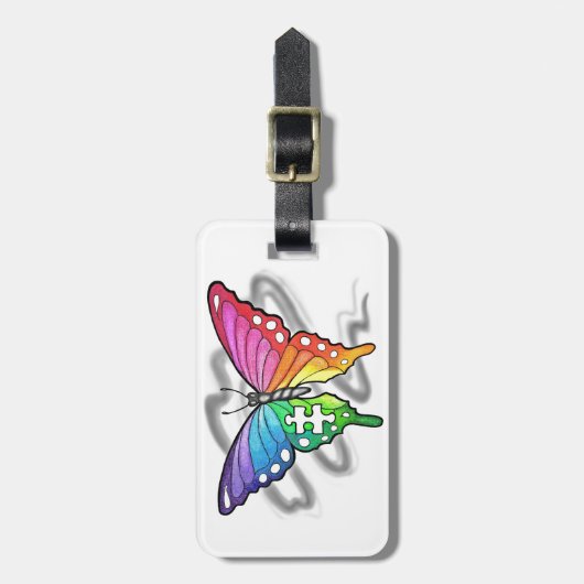 Étiquette À Bagage Papillon d'arc-en-ciel (Devant Vertical)