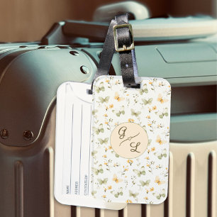 Étiquette À Bagage Papillon de printemps à monogramme personnalisé