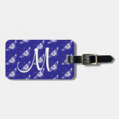Étiquette À Bagage Papillon déco stylisé - bleu cobalt (Devant horizontal)