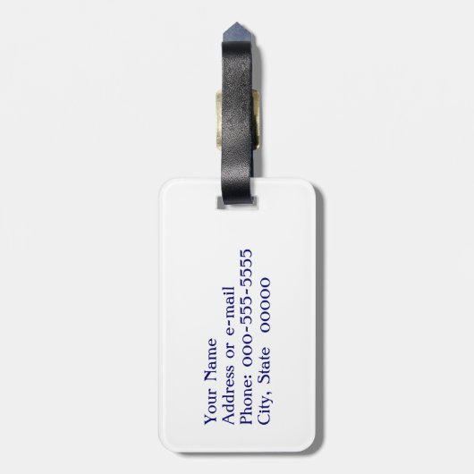 Étiquette À Bagage Papillon déco stylisé - bleu cobalt (Dos Vertical)