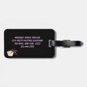 Étiquette À Bagage Papillon et fleurs (Dos horizontal)