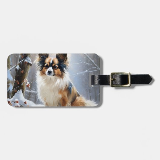 Étiquette À Bagage Papillon Laisser neiger Noël (Devant horizontal)