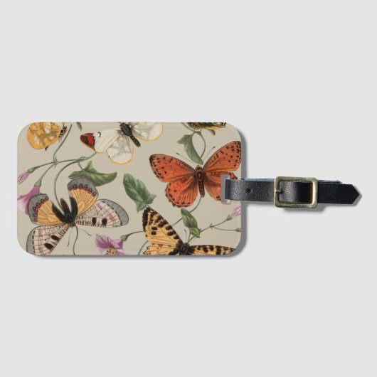 Étiquette À Bagage Papillon Moth Nature Collection Dessin (Devant Horizontal)