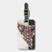 Étiquette À Bagage Papillon Origami sur papier floral (Devant Vertical)