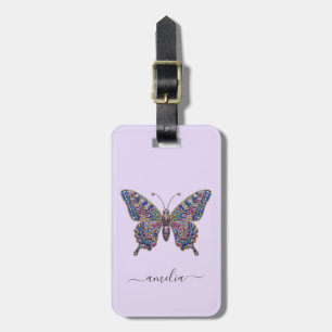 Étiquette À Bagage Papillon Pailleté Brillance Luxueuse Personnalisée