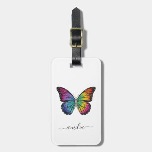 Étiquette À Bagage Papillon Pailleté Luxueux Personnalisé