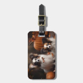 Étiquette À Bagage Papillon Puppy Automne Citrouille de plaisir (Devant Vertical)