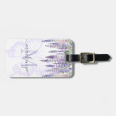 Étiquette À Bagage Papillon romantique & Wisteria Monogramme Nom du s (Devant horizontal)