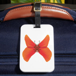 Étiquette À Bagage Papillon rouge orange avec votre nom
