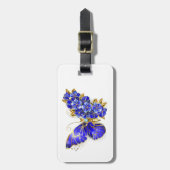 Étiquette À Bagage Papillon saphir à fleurs (Devant Vertical)