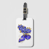 Étiquette À Bagage Papillon saphir à fleurs (Devant Vertical)