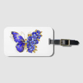 Étiquette À Bagage Papillon saphir à fleurs (Devant Horizontal)