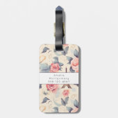 Étiquette À Bagage Papillon Tour Eiffel et Motif Rose (Dos Vertical)