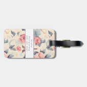 Étiquette À Bagage Papillon Tour Eiffel et Motif Rose (Dos horizontal)