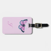Étiquette À Bagage papillon vintage rose (Devant horizontal)