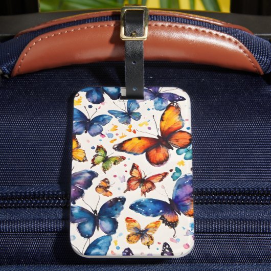Étiquette À Bagage Papillons à l'aquarelle (Insitu Rectoal 2)