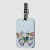 Étiquette À Bagage Papillons à menthe bleu violet Aqua Gold (Devant Vertical)