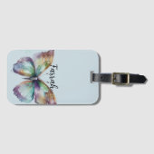 Étiquette À Bagage Papillons à menthe bleu violet Aqua Gold (Devant Horizontal)