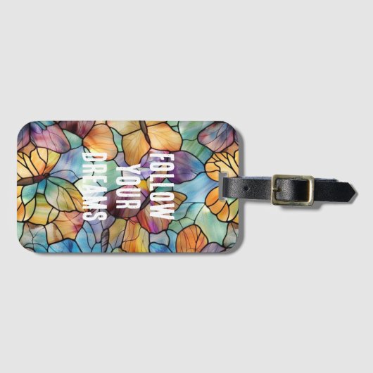 Étiquette À Bagage Papillons bleu turquoise orange violet (Devant Horizontal)