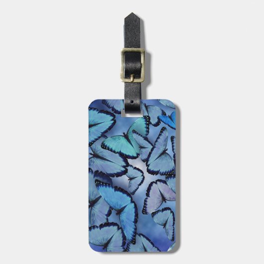 Étiquette À Bagage Papillons bleus de Morpho (Devant Vertical)